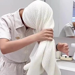 Gorro para secar el cabello, 60x105cm, forro polar coral, de secado rápido, color sólido, para mujeres, cabello largo, uso doméstico - Product Image 2