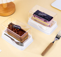 Nouveau Design Boîtes à Gâteau en Plastique Transparent pour Boulangerie à Emporter Mousse Gâteau au Fromage Récipient avec Fourchette de Qualité Alimentaire pour Desserts Boulangerie