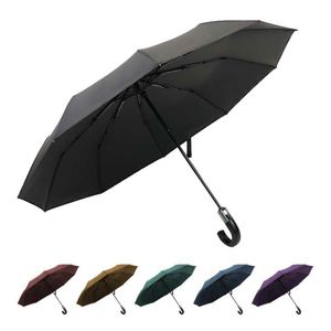 Parasol automatique anti-UV personnalisé avec logo, poignée incurvée, pliable, pour la pluie - Product Image 2