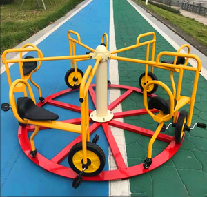 Manège pour enfants, équipement de terrain de jeux extérieur, carrousel, vélos à pédales, wagonnette pour parc d'attractions, 4 personnes, 4 places à l'assise - Product Image 5