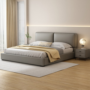 Modern Simple Genuine Leather <b>Bed</b> with <b>Soft</b> Solid Wood <b>Frame</b> Convertible Feature and Storage Function - Product Image 5