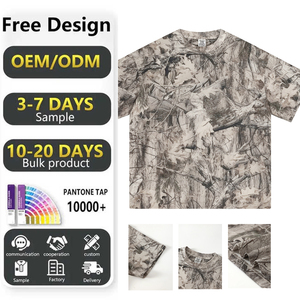 Camiseta <span class=keywords><strong>Oversize</strong></span> de Algodón Suave con Efecto Desgastado por el Sol, Estampado Digital Realtree Camo, Hombros Caídos y Corte Holgado, de Alta Calidad - Product Image 1