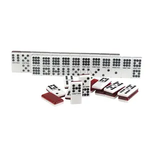 Custom Size Double Nine Red Back Lucite Dominoes Professional Two-Layered Double 9 Set with Metal Spinner