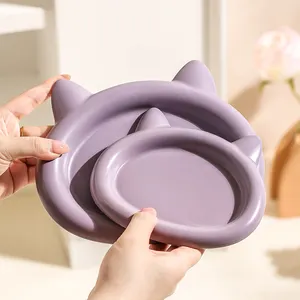 Elegante farbe glasiert niedlich geformtes porzellan snack dessert serviergerichte teller keramik essteller