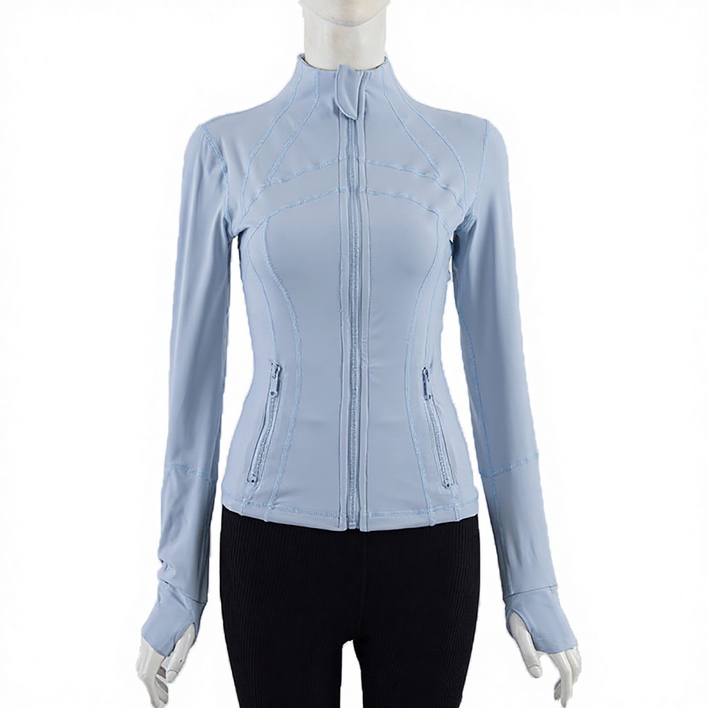 Women's Yoga Top Long-sleeved Slim-fit Sports Jacket Fitness Zipper Cardigan Quick-drying Sunscreen Pure Desire Polyester/Nylon