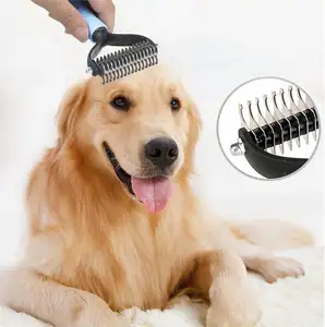 Pet Products Amazon Cat And Dog Comb Pet Hair Removal Comb Double-sided Stainless Steel Pet Knotting Comb