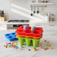 Moule en silicone pliable en forme de nuage à 6 cavités J-289, sans BPA, pour la fabrication de glaces, sorbets et glaçons, avec bâtonnets en bois