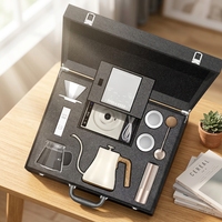 Ensemble de cafetière à filtre manuelle de luxe Nibu, kit de café pour le camping, coffret cadeau, valise en verre, écologique, service à thé en plein air
