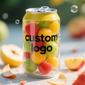 BSBH 缶型ロゴ入りカスタムプラスチックカップ ペット飲料缶 透明プラスチックペットソーダ缶 アルミ蓋付き - Product Image 2