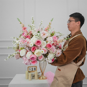 ดอกไม้ประดิษฐ์งานฝีมือคุณภาพเยี่ยม ขนาด 60 ซม. สีชมพู สำหรับตกแต่งโต๊ะงานแต่งงาน - Product Image 1