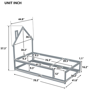Kids <b>Bed</b> <b>House</b> Shape Grey Durable Framework Bedroom Furniture For Children - Product Image 4