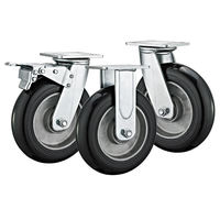 Roue pivotante robuste de 8 pouces (200 mm) avec noyau en aluminium hautement élastique et caoutchouc massif, avec plaque