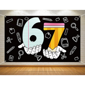 Divertido Fondo de Pantalla Personalizable para Fiesta de Cumpleaños de 6 o 7 <span class=keywords><strong>A</strong></span>ños con Diseño de Meme, Decoración de Pared para Niños, Banner de Fondo 67 - Product Image 3