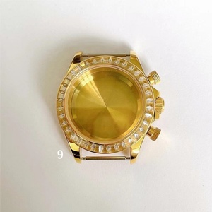 Boîtier en acier inoxydable PVD noir de 39 mm compatible avec le mouvement VK63 avec lunette en pierres arc-en-ciel - Product Image 6