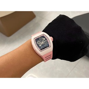 Nuevo Reloj de Hombre Mecánico Automático con Tourbillon Esqueletizado de Cerámica Rosa, Estilo Lujoso, Clásico y Elegante - Product Image 3