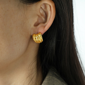Pumpkin Shape <b>Stud</b> Earrings Gold Plated <b>Titanium</b> Steel Women Fashion Jewelry Irregular Design Food Inspired Earrings - Product Image 4