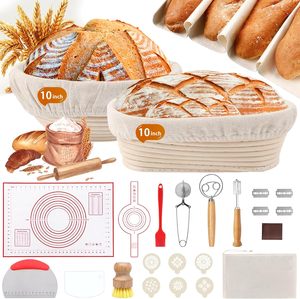 Suministros para Hornear Pan de Levadura: Cestas Redondas y Ovaladas para Fermentar Pan con Forros, Kit de Herramientas para Hacer Pan - Product Image 1