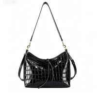 Sacs pour femmes, sac fourre-tout brodé pour femmes, sac hobo haut de gamme à motif crocodile, sac à bandoulière en cuir véritable et tissu denim avec garniture perlée