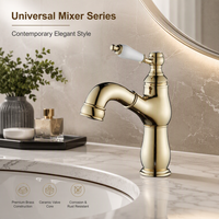 Robinet coulissant moderne de style français en cuivre avec finition chromée et cartouche céramique pour eau chaude/froide