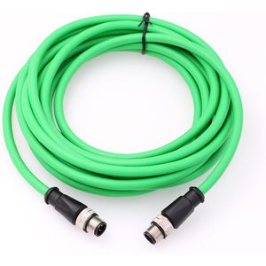 HangTon M12 4 Pin Ethernet <b>Cable</b> Cat5e D-Coded For Industrial Sensor Profinet Network Connector - Product Image 1