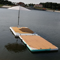 Barco inflable de ocio flotante, muelle de Mar con material de punto de caída para deportes acuáticos