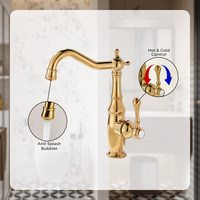Robinet de lavabo européen classique chaud/froid, monocommande, en laiton, à poser sur comptoir, avec valve en céramique, pour hôtel