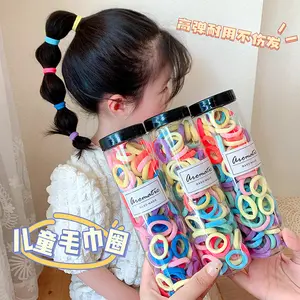 Factory Wholesale 100pcs/box girls High Elastic Head Rope Small Rubber Band Colorful Towel Ring hair ties for baby