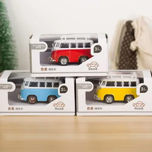 kartun bus untuk anak-anak Suppliers-Grosir Mainan Model Bus Gaya Kartun Pull-Back Logam Campuran 1:43 Penuh Warna Klasik Mobil Mainan Chidicetak Mainan Murah untuk Anak-anak