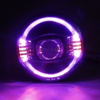 Projecteur tout-terrain bleu Unique de haute qualité 12V 24 volts, phare automatique yeux d'ange 7 pouces, phare rond à Led pour Jk