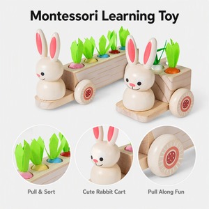 <span class=keywords><strong>Carrito</strong></span> de Conejo de Madera para Jugar a la Cosecha de Zanahorias, <span class=keywords><strong>Juguete</strong></span> Educativo Montessori para Niños Pequeños, Regalo de Madera Natural para Bebés, OEM - Product Image 5