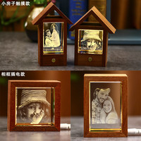 Özel 3D Lazer Kazımalı Kristal Fotoğraf Çerçevesi Ahşap LED Işıklı Kişiselleştirilmiş Resim Çerçevesi Düğün Yıldönümü Anma Hediyesi
