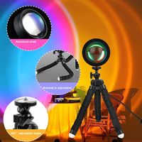 Projecteur led avec trépied, lumière du soleil, Rotation à 360 °, 16 couleurs, Projection arc-en-ciel, ambiance romantique