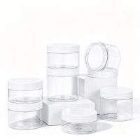 Mini pots cosmétiques vides en plastique transparent, capacité de 20 ml à 300 ml, avec couvercles à vis noirs pour crème pour le visage, crème pour les yeux