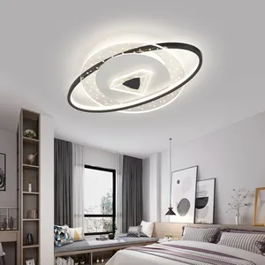 VVS Novelty AC220-240V Akrilik Mewah Led Lnci Hitam dengan Remote Apartemen Kamar Tidur Lampu Langit-langit