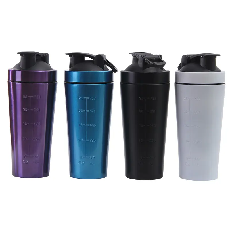 Logo personalizzato 32oz SS304 Shake Bottle Gym Sport Scale Mark Flask Protein Shakes Blend Shaker Bottle con Mixer Ball