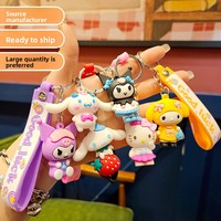Porte-clés Cinnamoroll mignon en silicone souple, breloque de sac pour filles, cadeau en gros