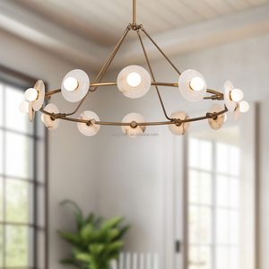 Lustre circulaire <span class=keywords><strong>en</strong></span> <span class=keywords><strong>albâtre</strong></span> moderne et créatif pour entrée de villa nordique à haut plafond, design personnalisé - Product Image 4