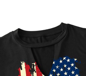 T-<span class=keywords><strong>shirt</strong></span> imprimé à <span class=keywords><strong>col</strong></span> en <span class=keywords><strong>V</strong></span> et manches courtes pour <span class=keywords><strong>femme</strong></span>, coupe ample, thème patriotique 4 juillet, drapeau américain, personnalisé OEM, 250e anniversaire, 1776 2026 - Product Image 6