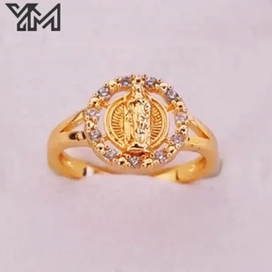 Anillo de Nuestra Señora de Guadalupe Chapado en Oro de 18K con Circonita Verde, Venta al Por Mayor YM |   Joyería Religiosa Católica <span class=keywords><strong>para</strong></span> <span class=keywords><strong>Mujer</strong></span> - Product Image 4