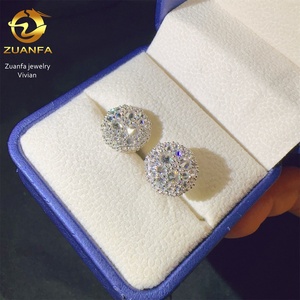 Pendientes <span class=keywords><strong>de</strong></span> Plata <span class=keywords><strong>de</strong></span> Ley 925 con Moissanita VVS Color D, Joyería <span class=keywords><strong>Fina</strong></span> <span class=keywords><strong>de</strong></span> Moda, Pasan la Prueba del Diamante, Estilo Hip Hop Iced Out - Product Image 2