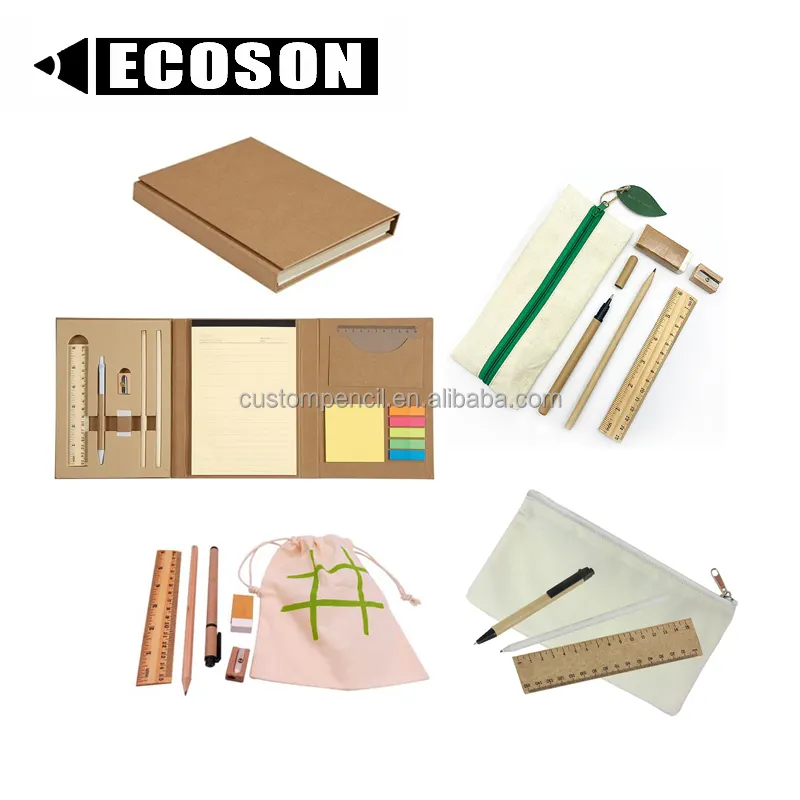 2024 Factory Custom Eco Friendly Notebook Set Gift Box Triple Folding Notebook Gift Set with Pencil Sharpener Pen Ruler Notes