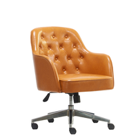 Chaise de bureau moderne de luxe en métal, chaise de travail pivotante capitonnée vintage, dossier mi-haut, durable, usage commercial pour hôtel et chambre