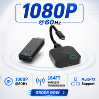 Kit HDMI sans fil 6TXs, émetteur et récepteur, 164 pieds/50 m, 1080P 60Hz, Plug and Play, répartiteur pour TV/DSLR/projecteur/ordinateur portable/PC, noir