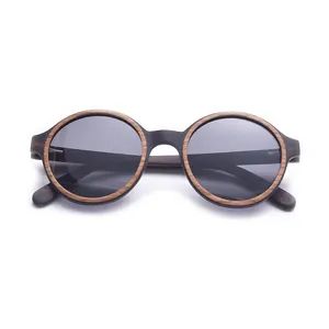 Neue Marke Designer Trendy Vintage UV400 Männer Frauen Stereo skopische Runde Polarisierte Bambus Holz Sonnenbrille