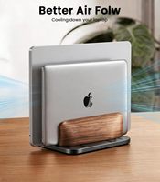 Support vertical pour ordinateur portable [Support en bois à double fente] Base réglable pour MacBook Pro/Air (jusqu'à 17,3 pouces)