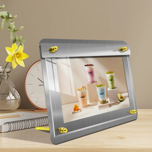 Nhà máy tùy chỉnh siêu thị kim loại A3 A4 A5 bảng Đăng Poster Acrylic <span class=keywords><strong>menu</strong></span> khung hiển thị đứng chủ - Product Image 6