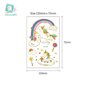 Nuovo arrivo cartoni animati per bambini metallizzato oro corpo temporaneo Flash tatuaggi <span class=keywords><strong>unicorno</strong></span> decorazioni di compleanno adesivi per ragazze - Product Image 2