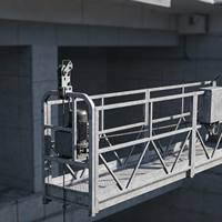 Échafaudage électrique en alliage d'aluminium, nacelle de travail électrique avec verrou de sécurité, plancher antidérapant pour le nettoyage des façades en hauteur