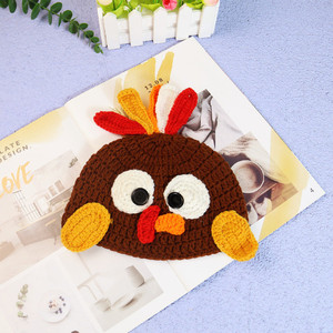 Thanksgiving Wholesale Cotton Yarn Crochet <strong>Turkey</strong> <strong>Hat</strong> for Kids-Adjustable Fun Animal Cap for Daily &amp; Party Outdoor Activities - Product Image 4