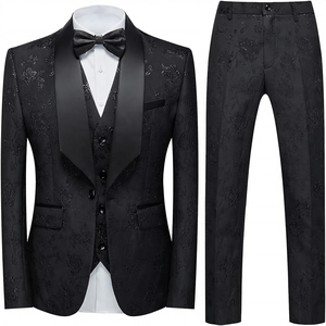 Trajes de Etiqueta para Hombre, 3 Piezas, Corte Regular, Diseño Floral, Cierre de Cremallera, Conjunto de <span class=keywords><strong>Traje</strong></span> con Chaqueta Blazer, Chaleco y Pantalones para Boda - Product Image 1